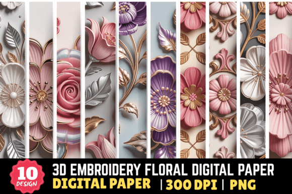 Review: 3D Embroidery Floral Digital Paper for Holiday Crafts