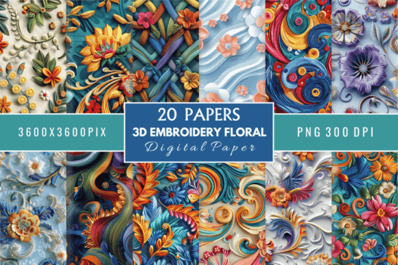 Reviewing the Embroidery Floral Digital Paper Bundle